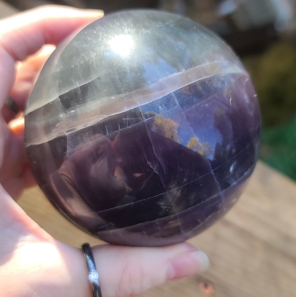 Large Softball Size Fluorite sphere green, blue & purple - Picture 2 of 3